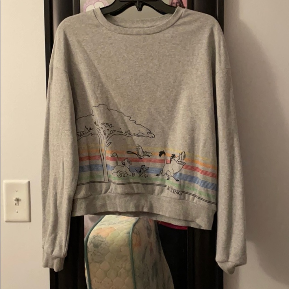 Cropped Lion King crew neck sweatshirt